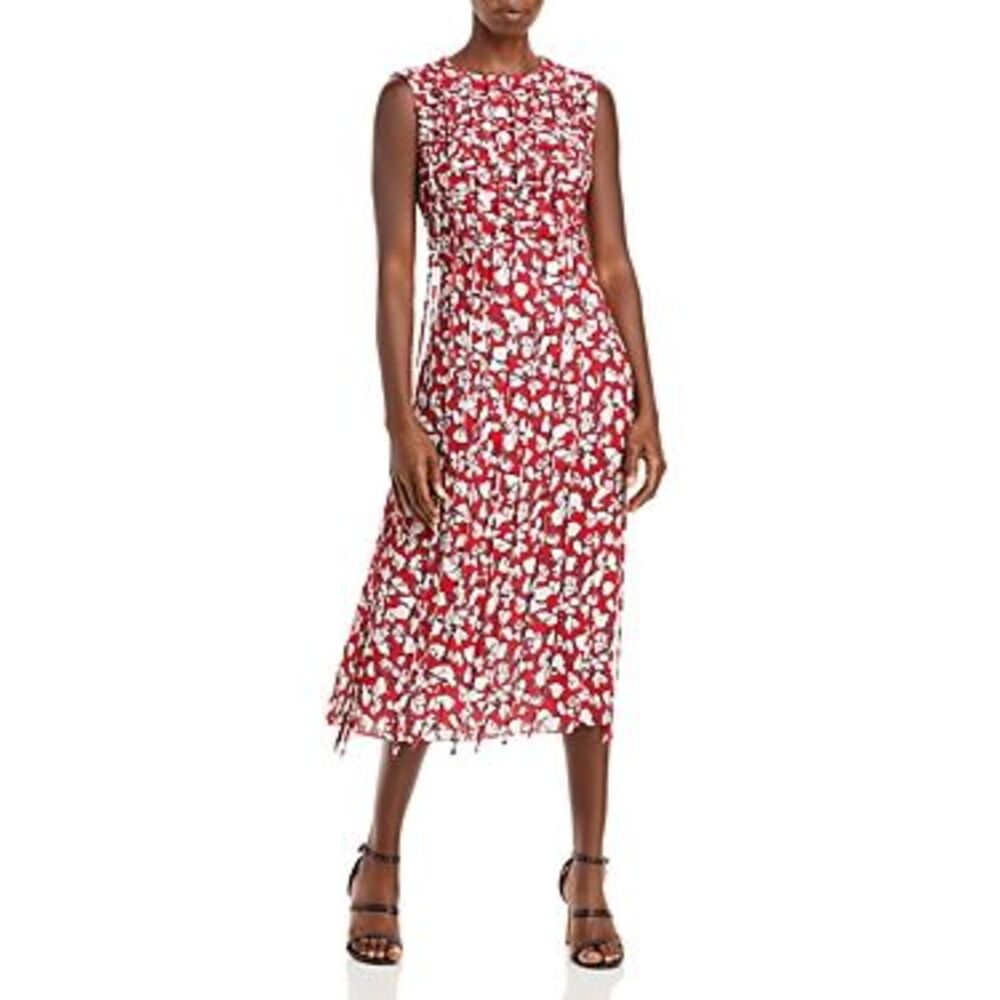 Jason Wu Abstract Floral Tassel Midi Dress In Floral Red 12